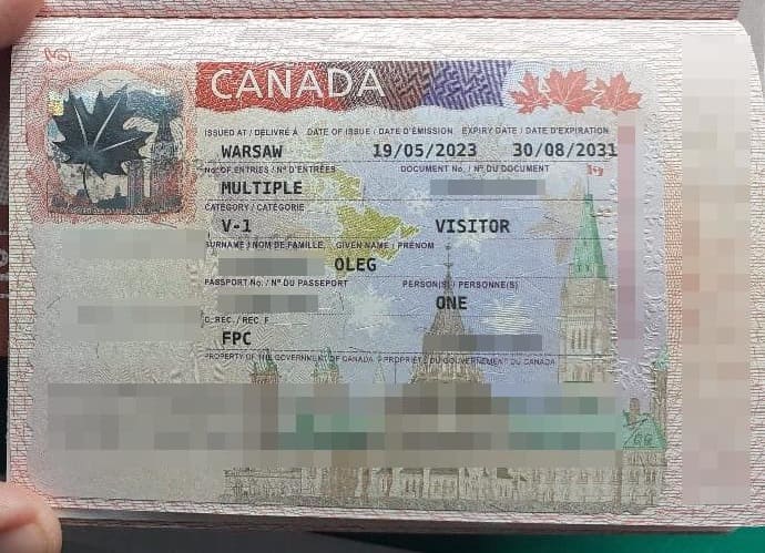 Пример, как выглядит виза в Канаду в 2024