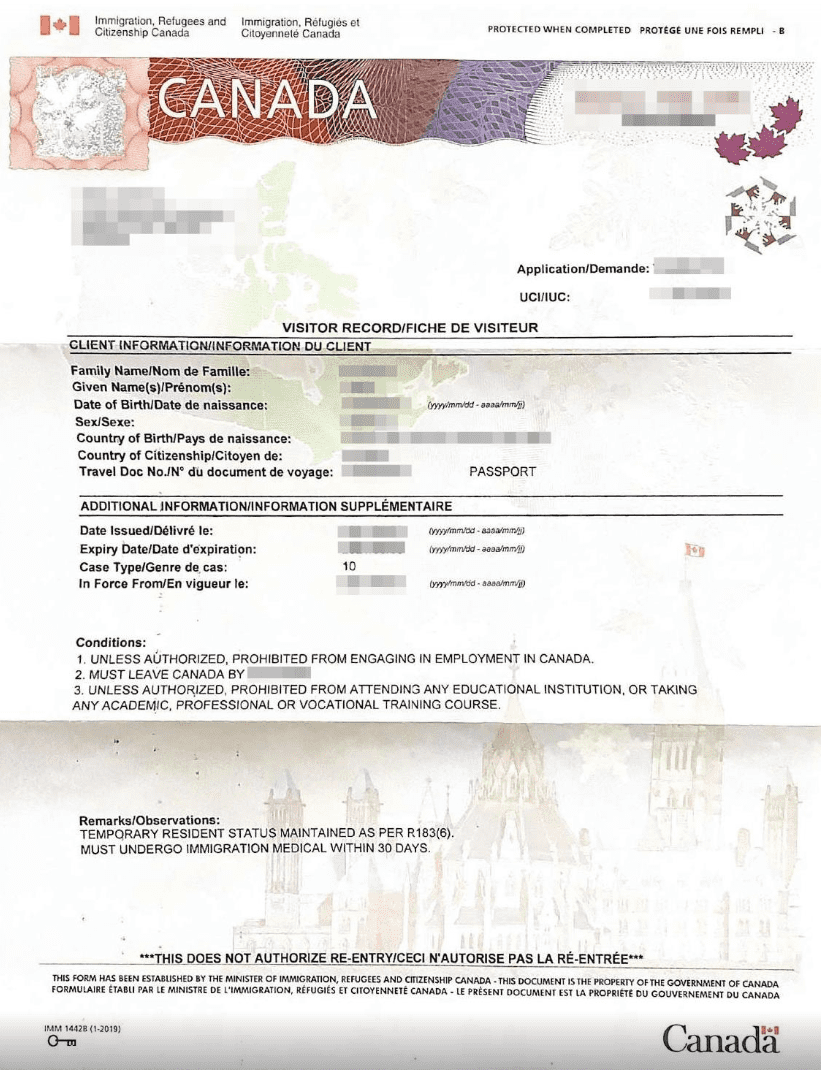Visitor Record для продления пребывания в Канаде