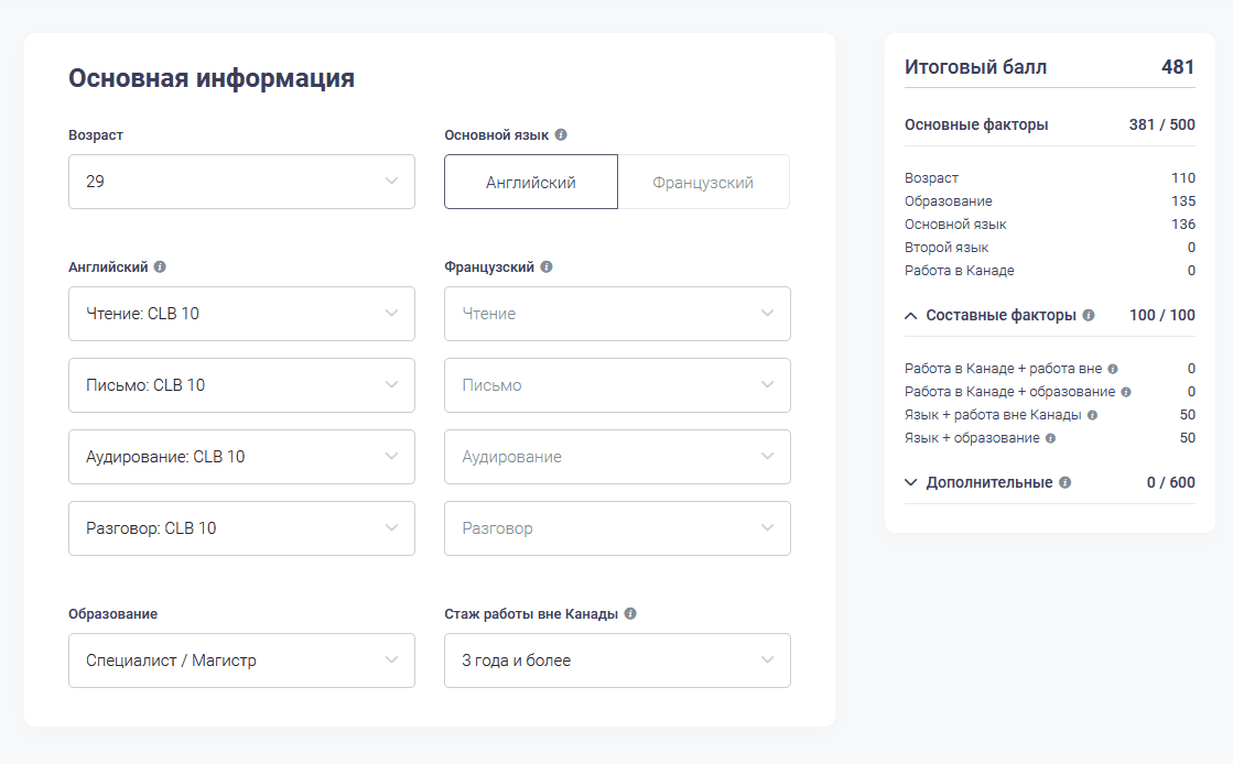 Характеристики, с которыми есть хорошие шансы на иммиграцию без связи с Канадой (опыт работы, джоб оффер, обучение, родственники)