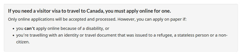 Скриншот с официального сайта, на котором говорится, что заявку нужно подавать онлайн, а личном только в крайнем случае